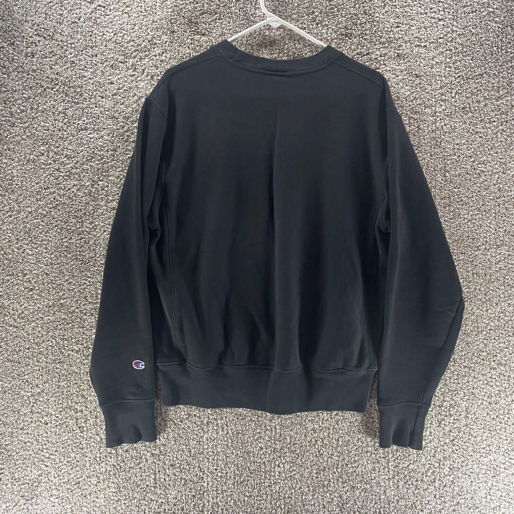 Champion Sweatshirt Mens Medium Black Reverse Weave Embroidered Spell Out Logo - Picture 10 of 11